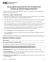 Form AH025 Balance Billing Waiver - Texas, Page 2