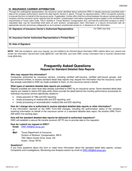 Form DWC029 Request for Standard Detailed Data Reports - Texas, Page 2