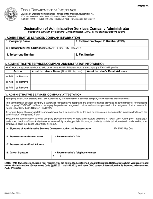 Form DWC120  Printable Pdf