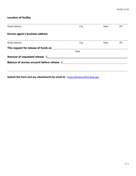 Form FIN392 (CCRC Form 9) Notice of Request to Release Entrance Fee Escrow Funds - Texas, Page 2