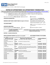 Form FIN501 Notice of Appointment or Appointment Termination - Texas