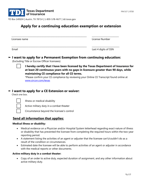 Form FIN517  Printable Pdf