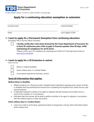 Form FIN517 Continuing Education Exemption or Extension - Texas