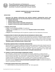 Document preview: Form FIN537 Workers' Compensation Health Care Network Application - Texas
