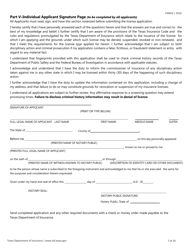 Form FIN602 Application for Individual Adjuster License - Texas, Page 7