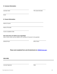 Form FIN522 Request for Qualifying Continuing Education Credit - Texas, Page 2