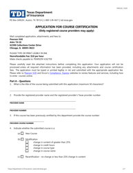 Document preview: Form FIN516 Application for Course Certification - Texas