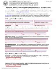 Document preview: Form FIN579 Renewal Application for Navigator Individual Registration - Texas
