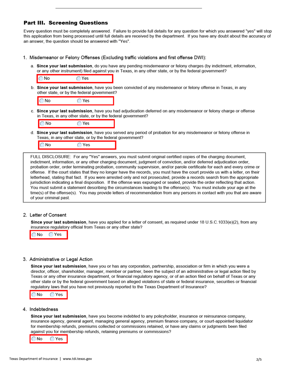 Form FIN579 Renewal Application for Navigator Individual Registration - Texas, Page 2