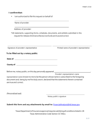 Form FIN607 (CCRC Form 14A) Provider Request for Release of Continuing Care in Residence Entrance Fee Escrow Funds - Texas, Page 2