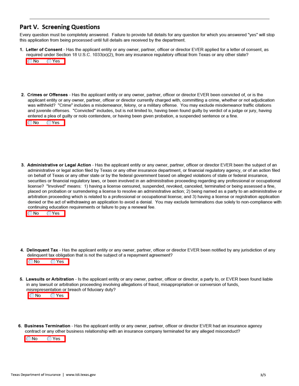 Form FIN574 Application for Navigator Entity Registration - Texas, Page 3
