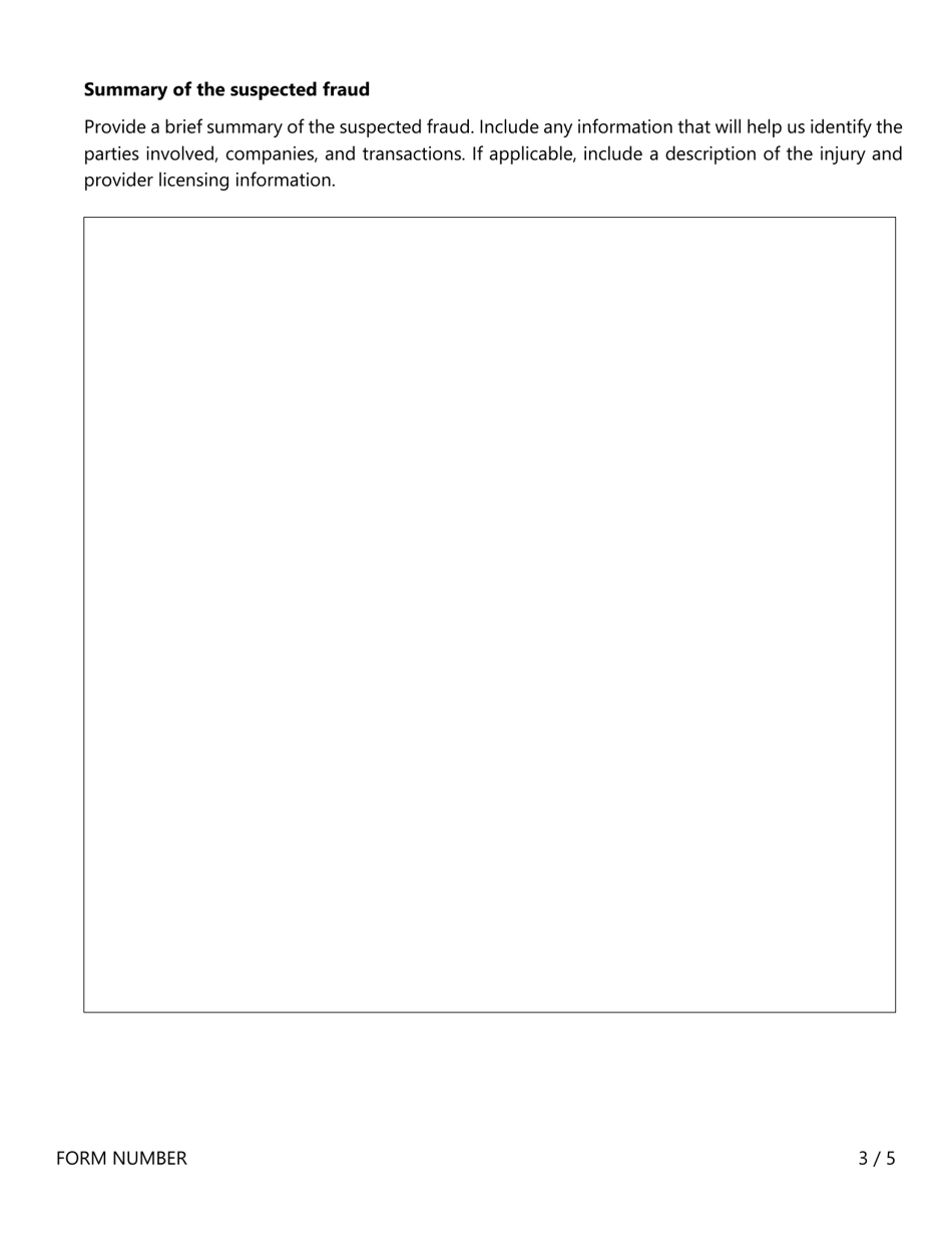 Form FR028 Suspected Insurance Fraud Report - Texas, Page 3