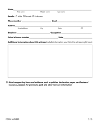 Form FR028 Suspected Insurance Fraud Report - Texas, Page 5