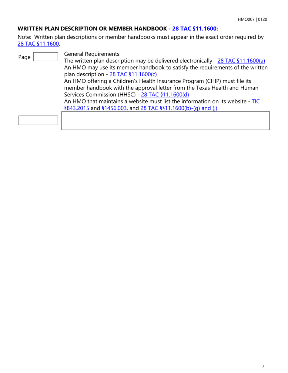 Form HMO007 Evidence of Coverage (Eoc) Checklist - Single Health Care Service Plan - Dental Care - Texas, Page 16