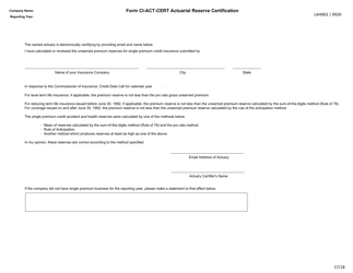 Form LAH001 Credit Life and Credit Accident and Health Data Call - Texas, Page 17