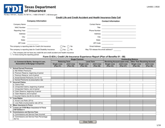 Form LAH001 Credit Life and Credit Accident and Health Data Call - Texas