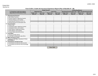 Form LAH001 Credit Life and Credit Accident and Health Data Call - Texas, Page 4