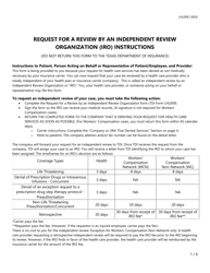 Form LHL009 Request for a Review by an Independent Review Organization - Texas