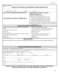 Form LHL009 Request for a Review by an Independent Review Organization - Texas, Page 2