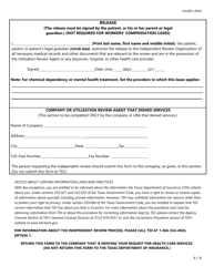 Form LHL009 Request for a Review by an Independent Review Organization - Texas, Page 4