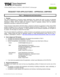 Form PC406 Request for Applications - Appraisal Umpires - Texas