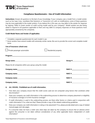 Form PC404 Compliance Questionnaire - Use of Credit Information - Texas