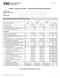 Document preview: Form PC367 Exhibit E Expense Information - Including Disallowed Expense Adjustment - Texas