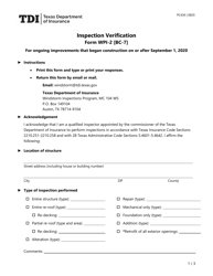 Document preview: Form PC436 (WPI-2; BC-7) Inspection Verification - Texas