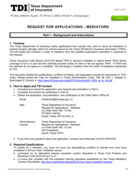 Form PC407 Request for Applications - Mediators - Texas