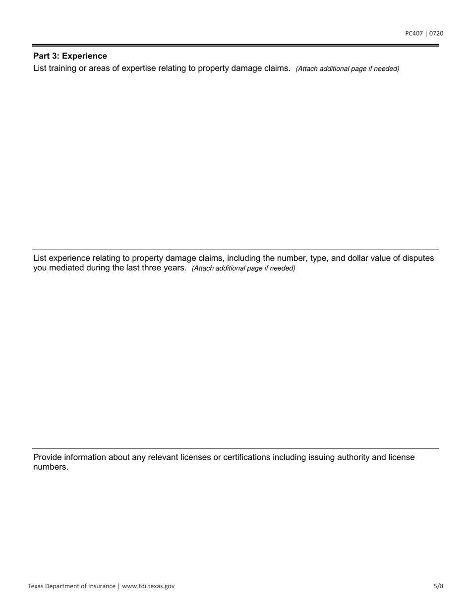 Form PC407 Request for Applications - Mediators - Texas, Page 5