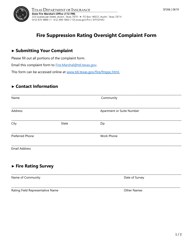 Form SF266 Fire Suppression Rating Oversight Complaint Form - Texas