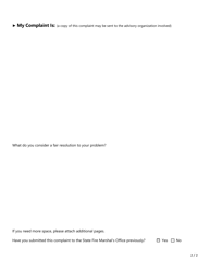 Form SF266 Fire Suppression Rating Oversight Complaint Form - Texas, Page 2