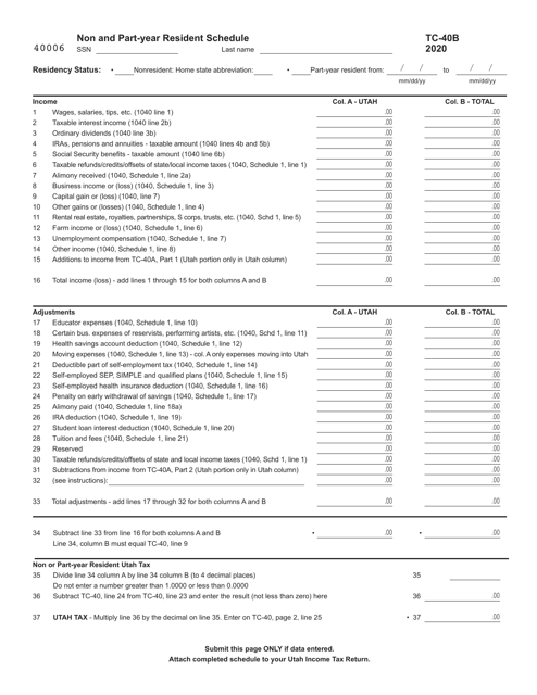 Form TC-40B 2020 Printable Pdf
