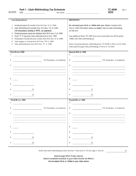 Form TC-40W Utah Withholding Tax Schedule - Utah