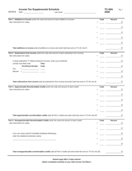 Form TC-40 Schedule A &quot;Income Tax Supplemental Schedule&quot; - Utah, 2020