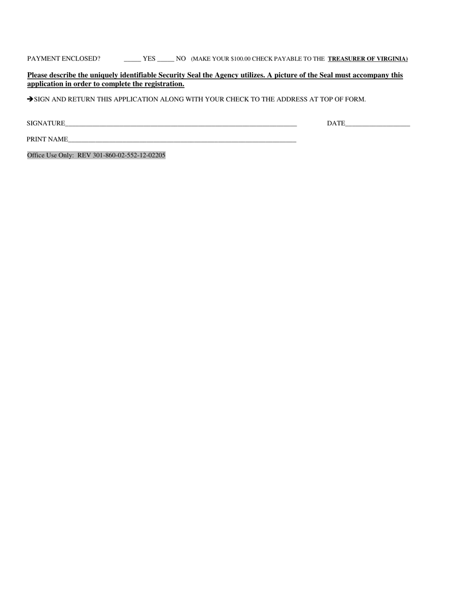 Application for Weights and Measures Service Agency Certification - Virginia, Page 2