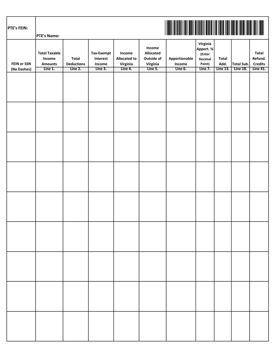 Schedule VK-1 CONSOLIDATED Allows Reporting of Multiple Owners Shares of Income and Virginia Modifications and Credits - Virginia, Page 2