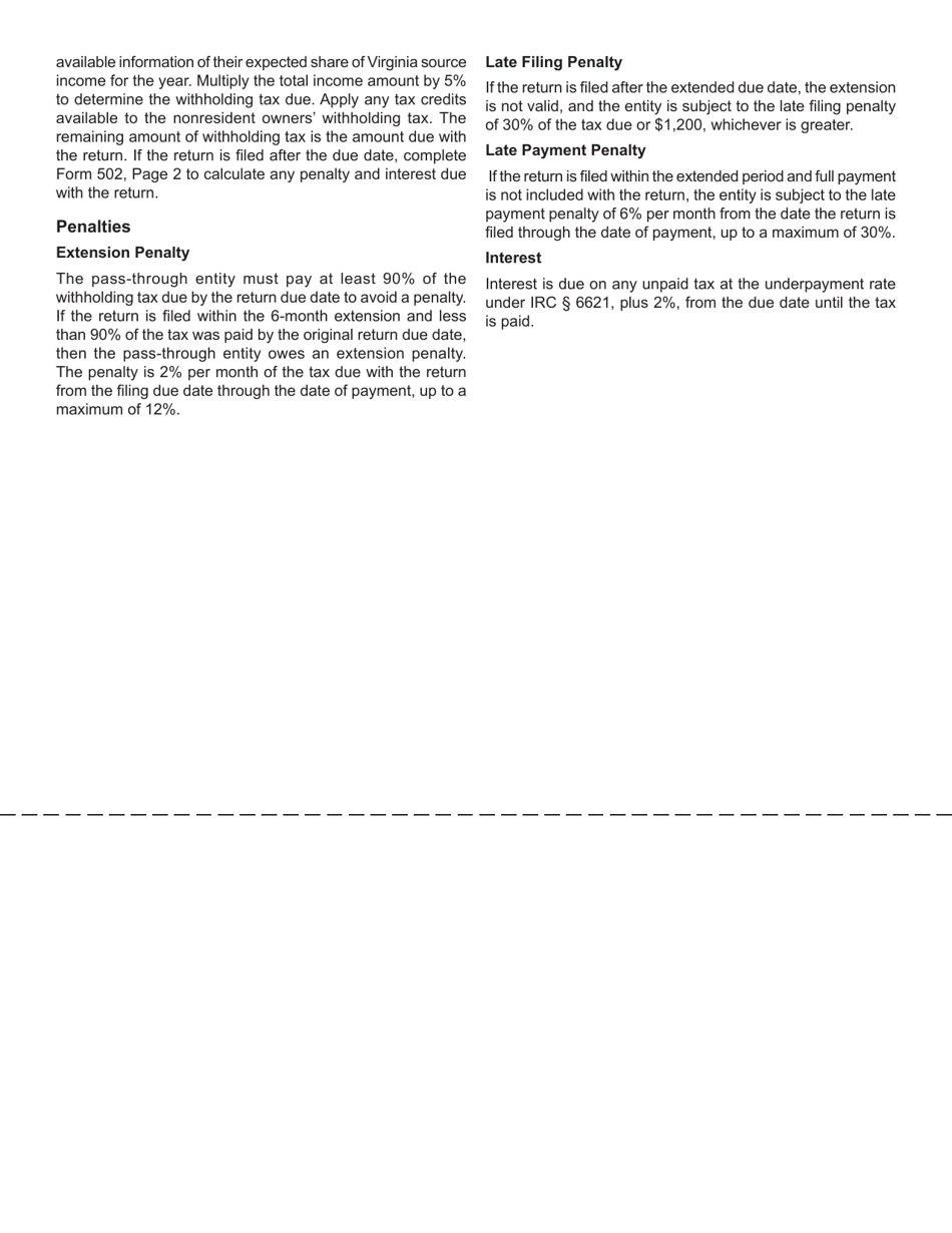 Form 502V Virginia Pass-Through Entity Tax Payment Voucher - Virginia, Page 2