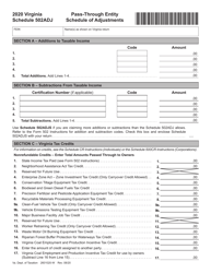 Schedule 502ADJ Pass-Through Entity Schedule of Adjustments - Virginia