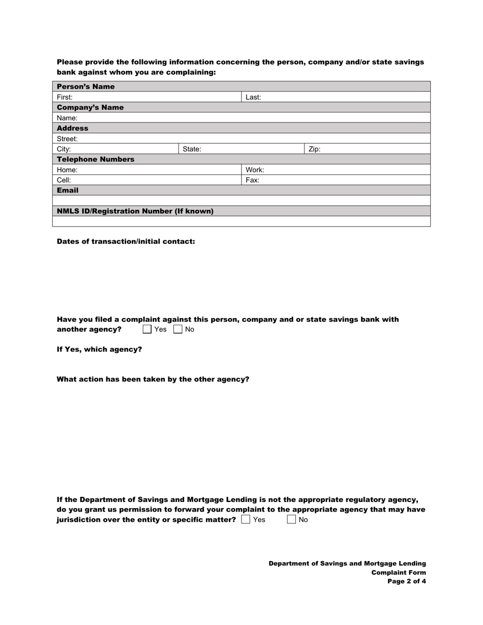 Complaint Form - Texas, Page 3