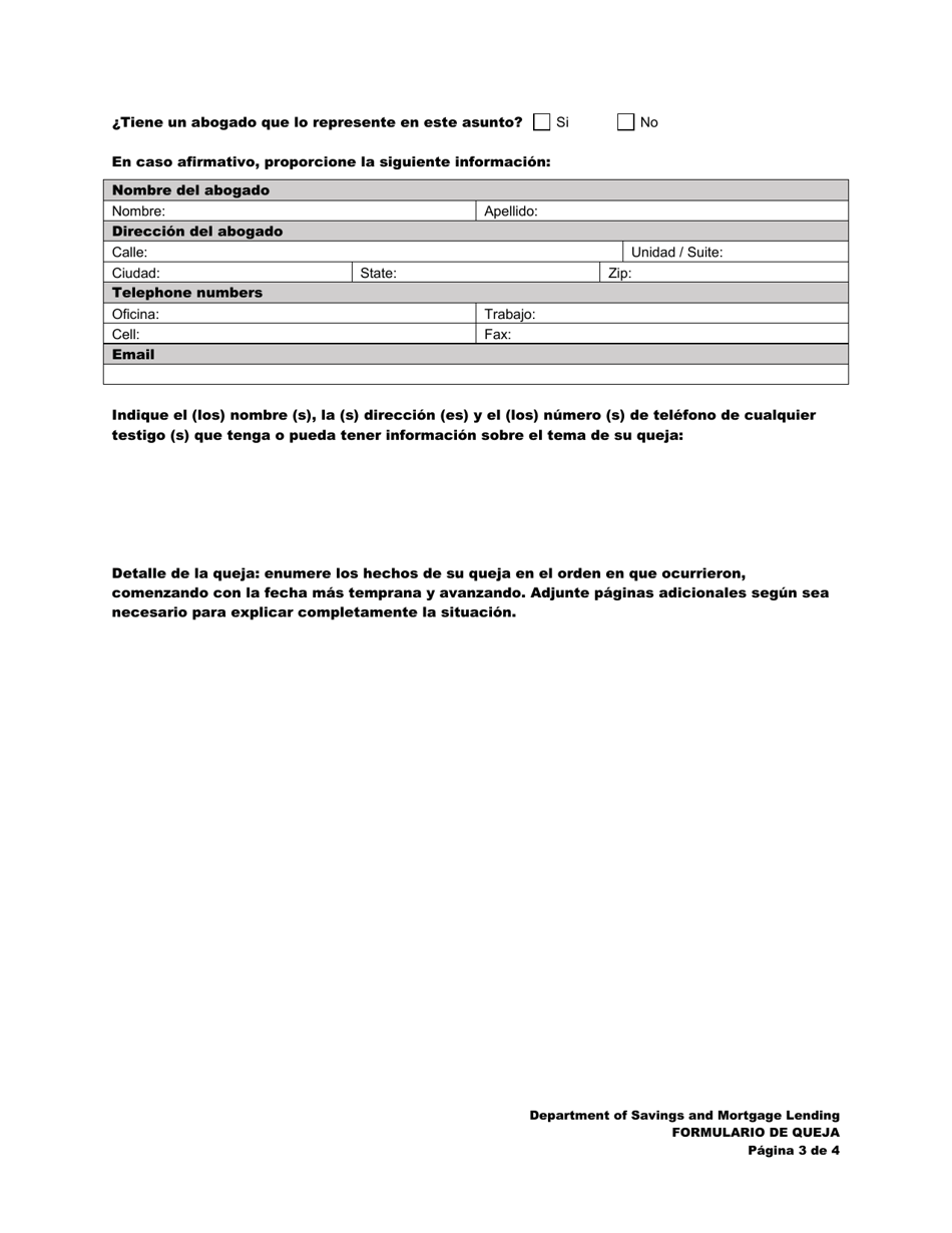 Formulario De Queja - Texas (Spanish), Page 4