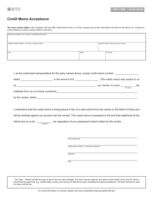 Form 89-123  Printable Pdf