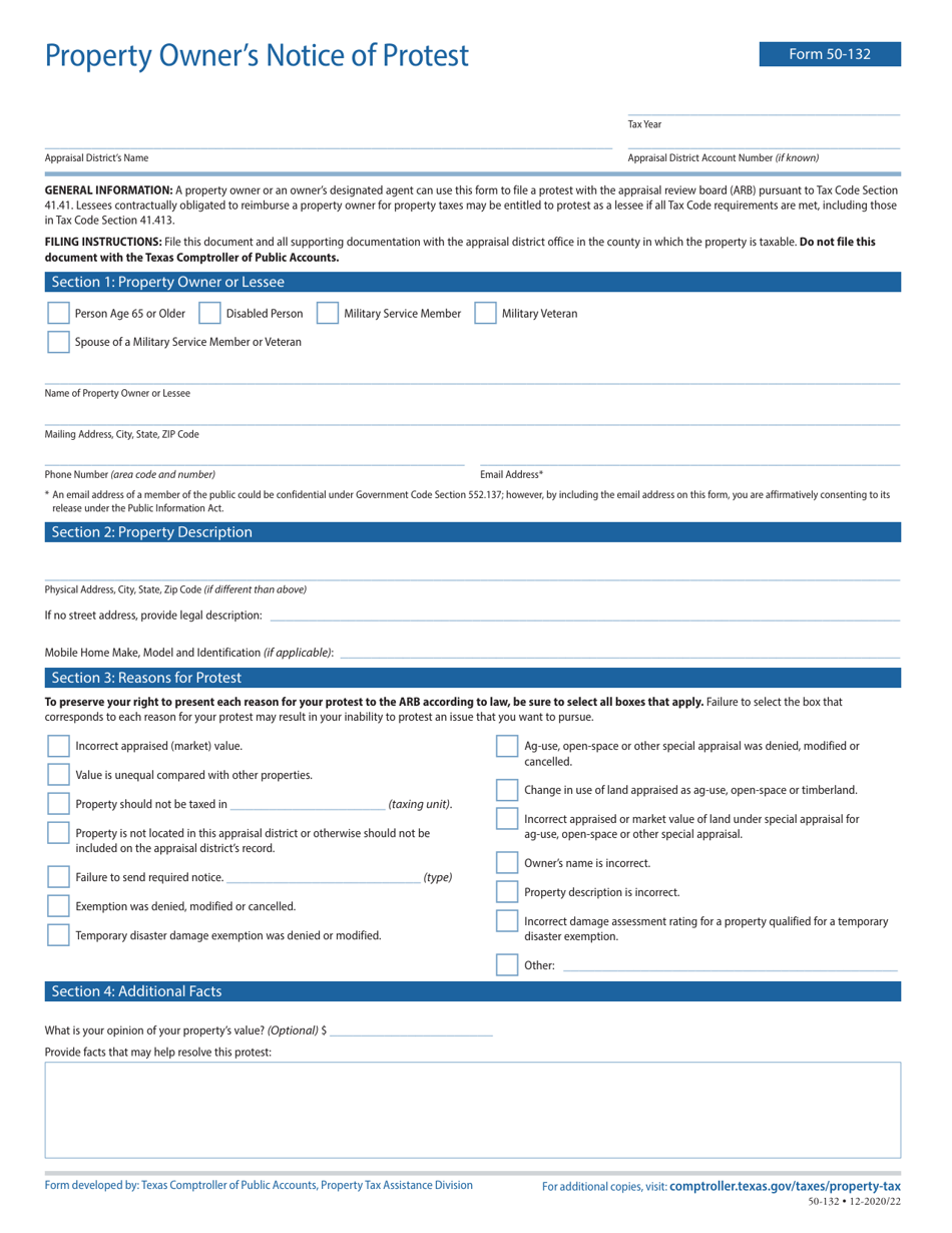 Form 50-132 Download Fillable Pdf Or Fill Online Property Owner's ...