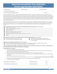 Document preview: Special Accommodations Grant Application Parent/Legal Guardian Authorization - Vermont