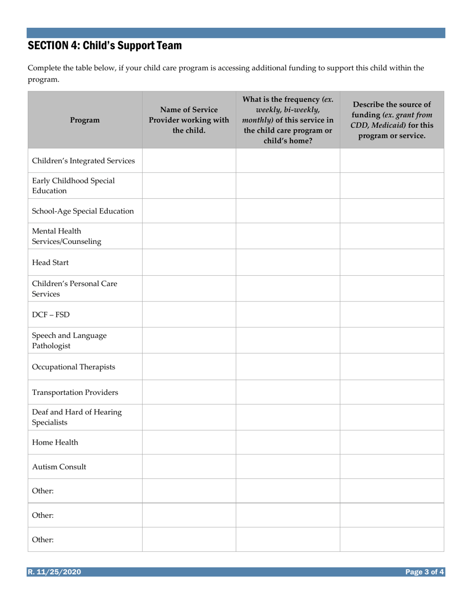 Special Accommodations Grant Application Child Information - Vermont, Page 3