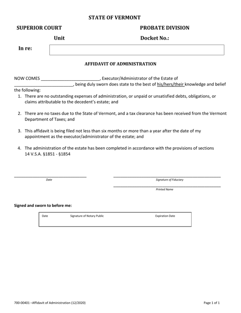 Form 700-00401  Printable Pdf