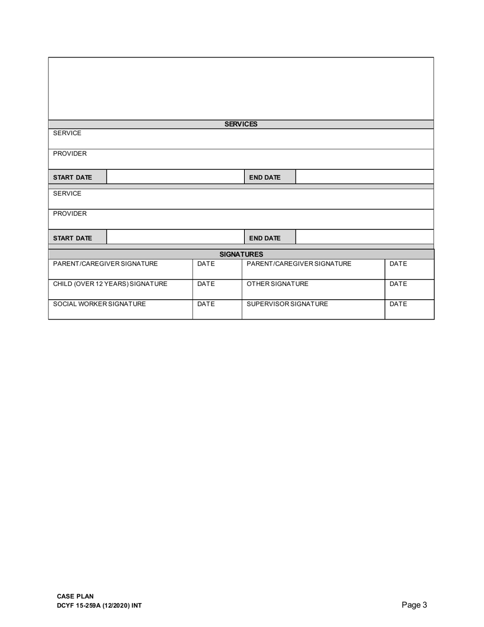 DCYF Form 15-259A Case Plan - Washington, Page 3