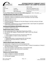 Form DOC14-196 Offender Reentry Community Safety Program Summary and Committee Decision - Washington