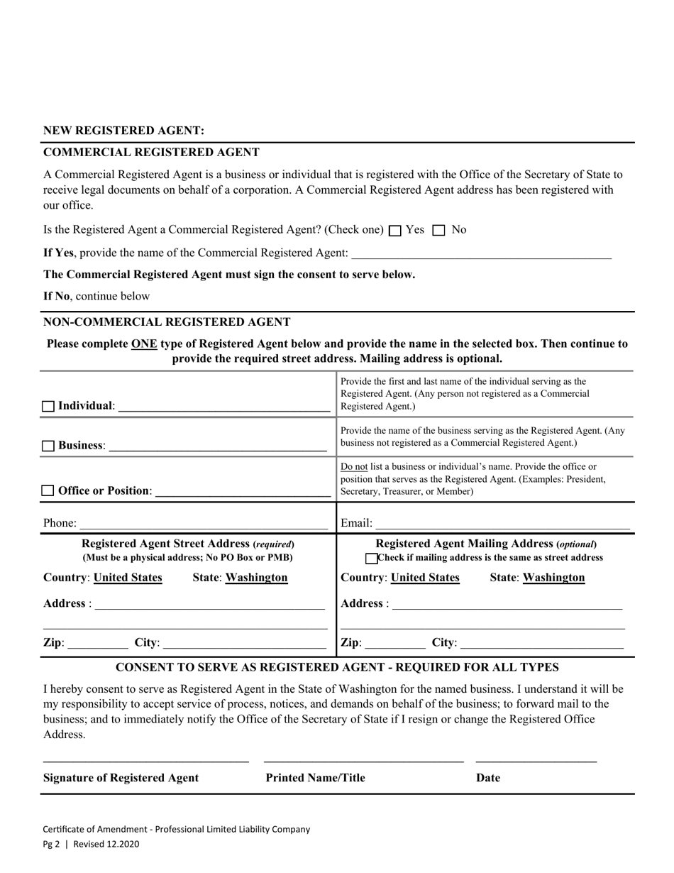 Amended Certificate of Formation - Professional Limited Liability Company - Washington, Page 4