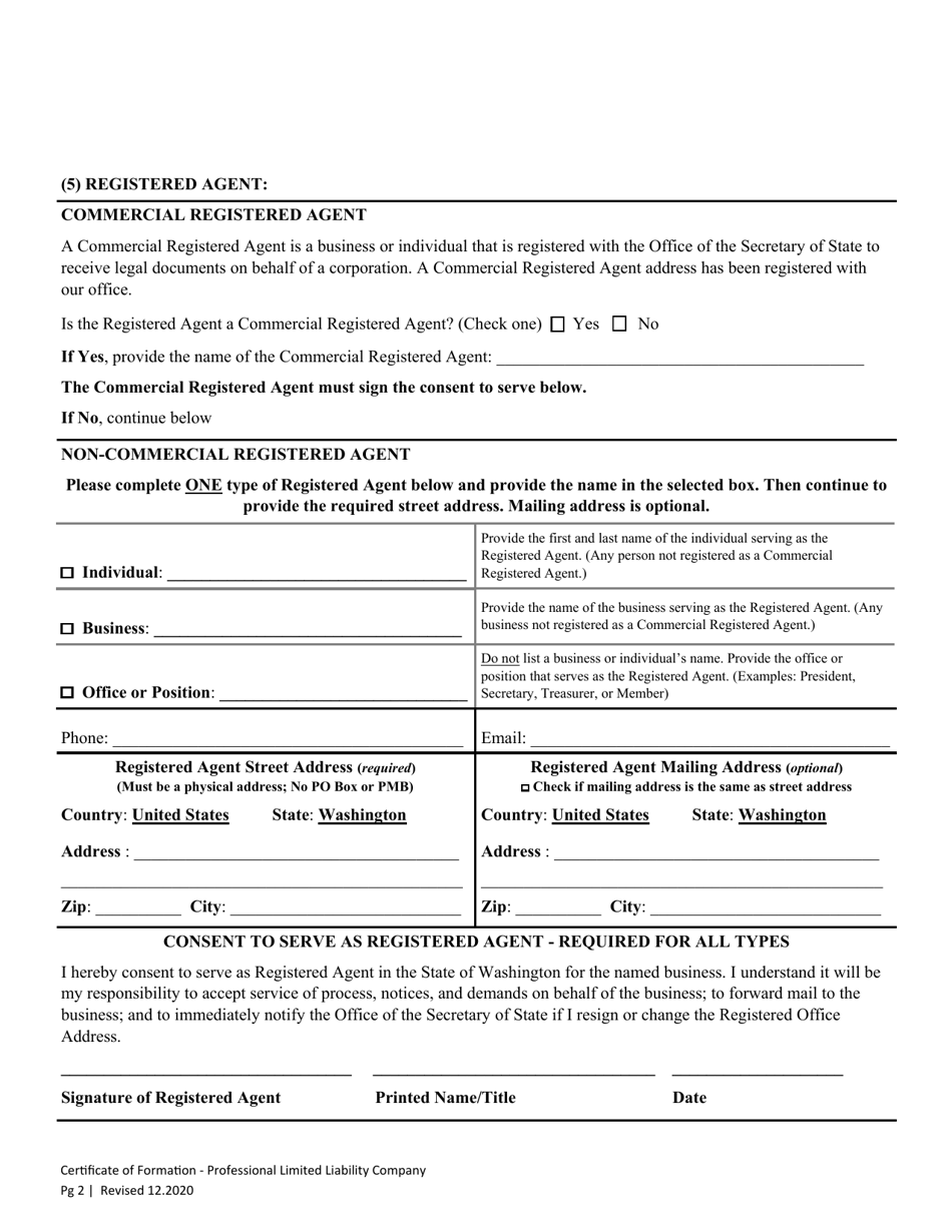 Certificate of Formation - Professional Limited Liability Company - Washington, Page 4